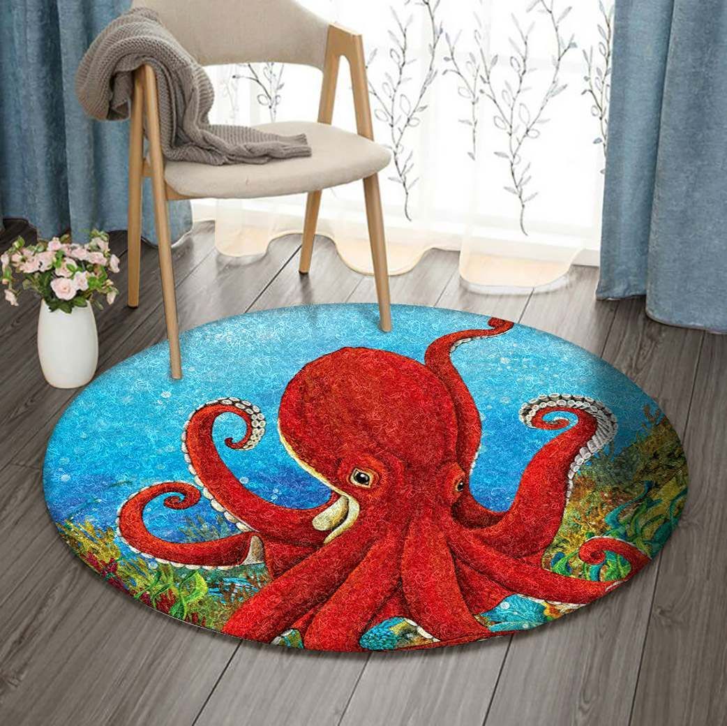 Octopus Round Rug Carpet Bedroom Livingroom Home Decor