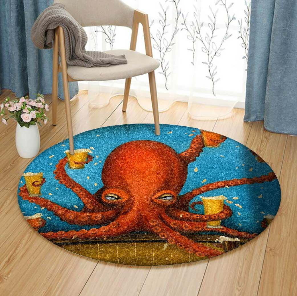 Octopus Round Rug Carpet Bedroom Livingroom Home Decor