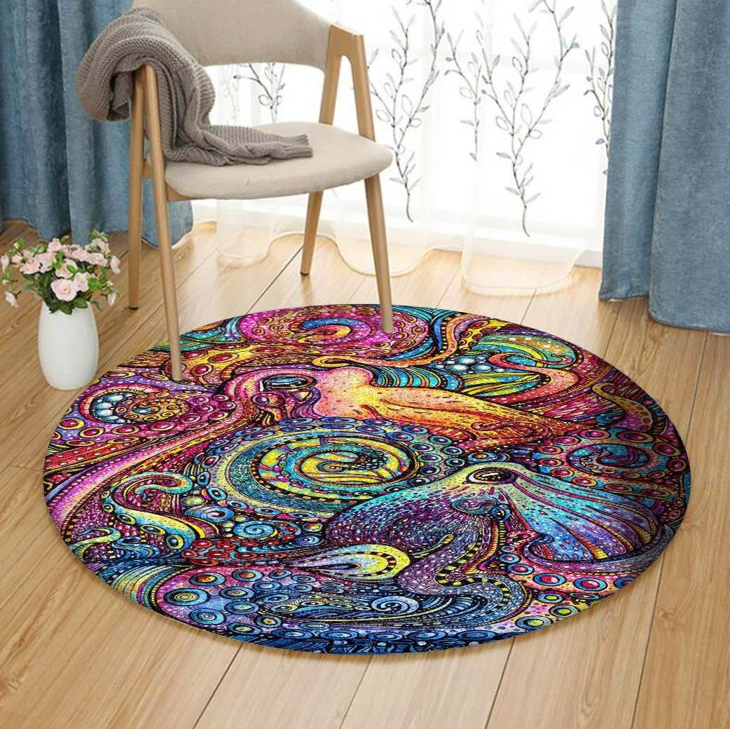 Octopus Round Rug Carpet Bedroom Livingroom Home Decor