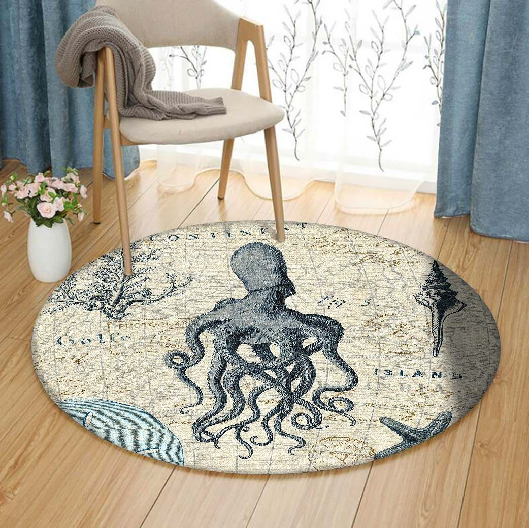 Octopus Round Rug Carpet Bedroom Livingroom Home Decor