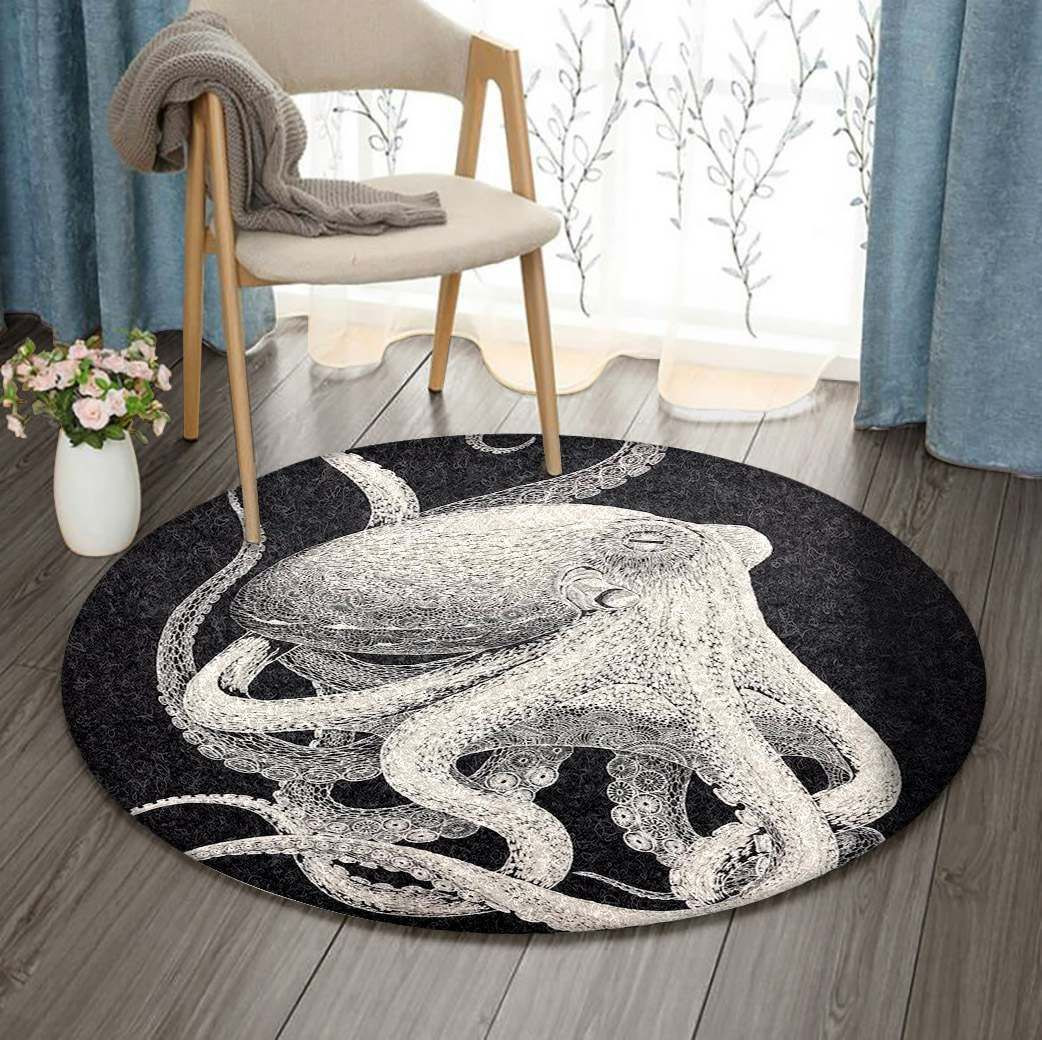 Octopus Round Rug Carpet Bedroom Livingroom Home Decor