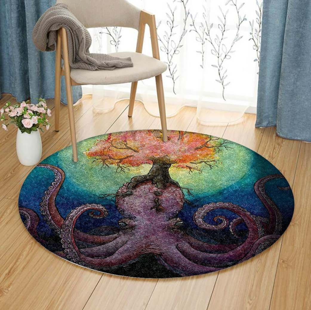 Octopus Round Rug Carpet Bedroom Livingroom Home Decor