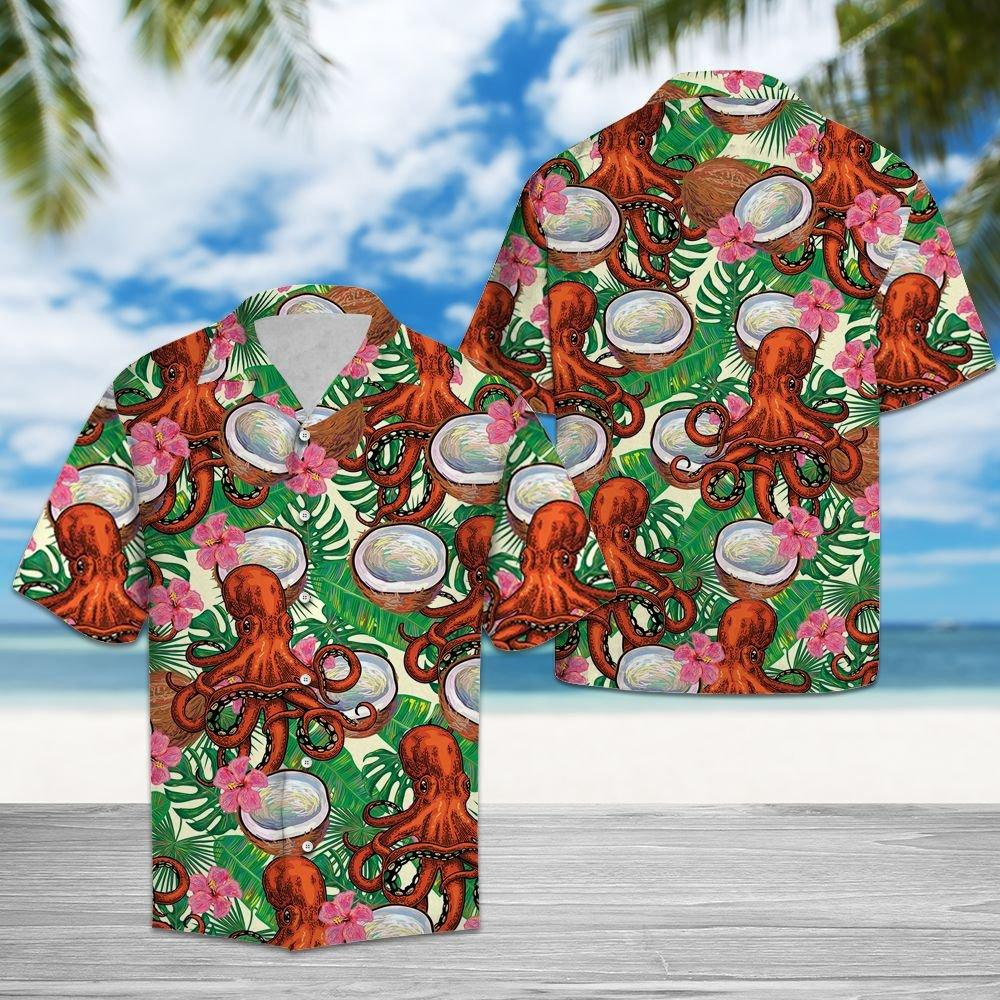 Octopus Tropical Coconut Hawaiian Shirt