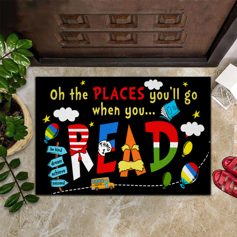 Oh The Places You'll Go When You Read Rubber Doormat Funny Welcome Mats Front Door Decor