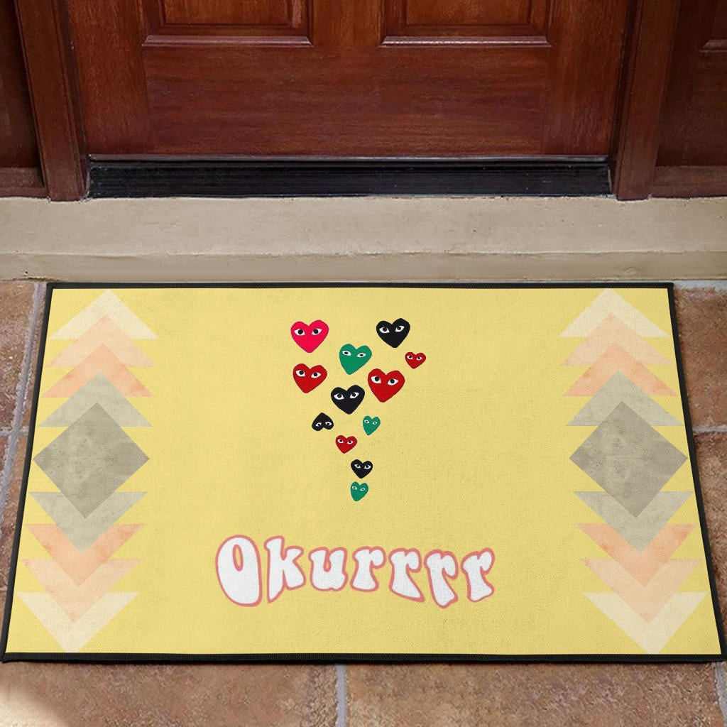 Okurrrr Cardi Lightning Heart Patterns Rubber Doormat Home Decor