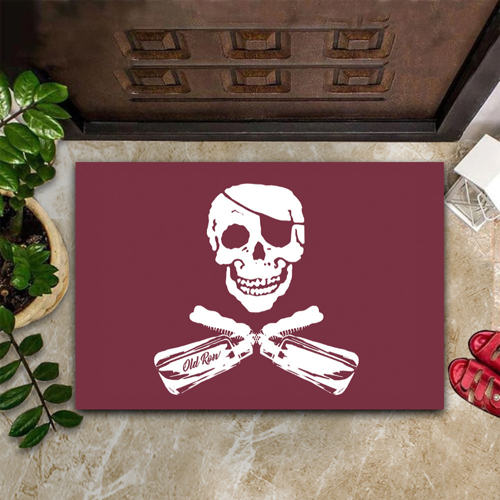 Old Row Maroon Pirate Flag Rubber Doormat Mississippi State Pirate Welcome Decor For Front Door