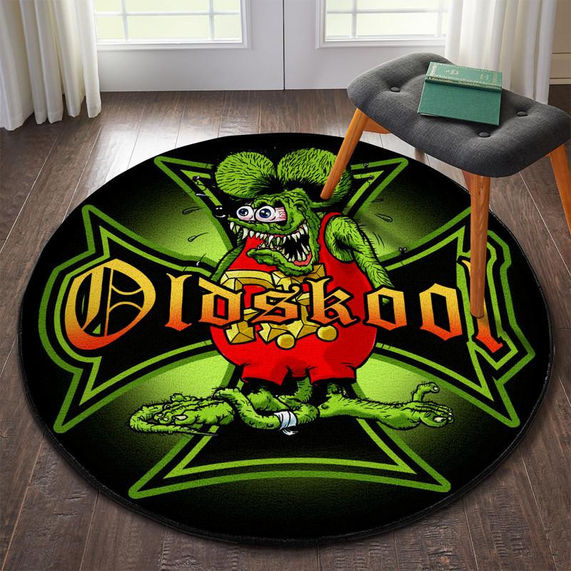 Old Skool School Iron Cross Round Rug Carpet Bedroom Livingroom Home Decor - Image 3