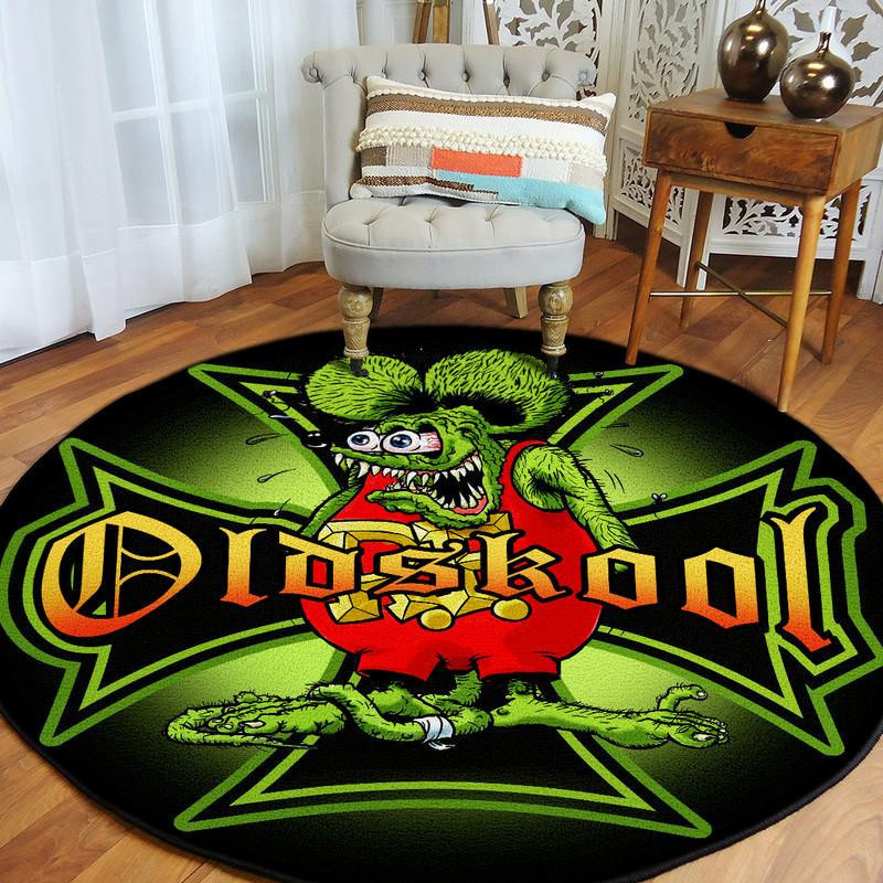 Old Skool School Iron Cross Round Rug Carpet Bedroom Livingroom Home Decor