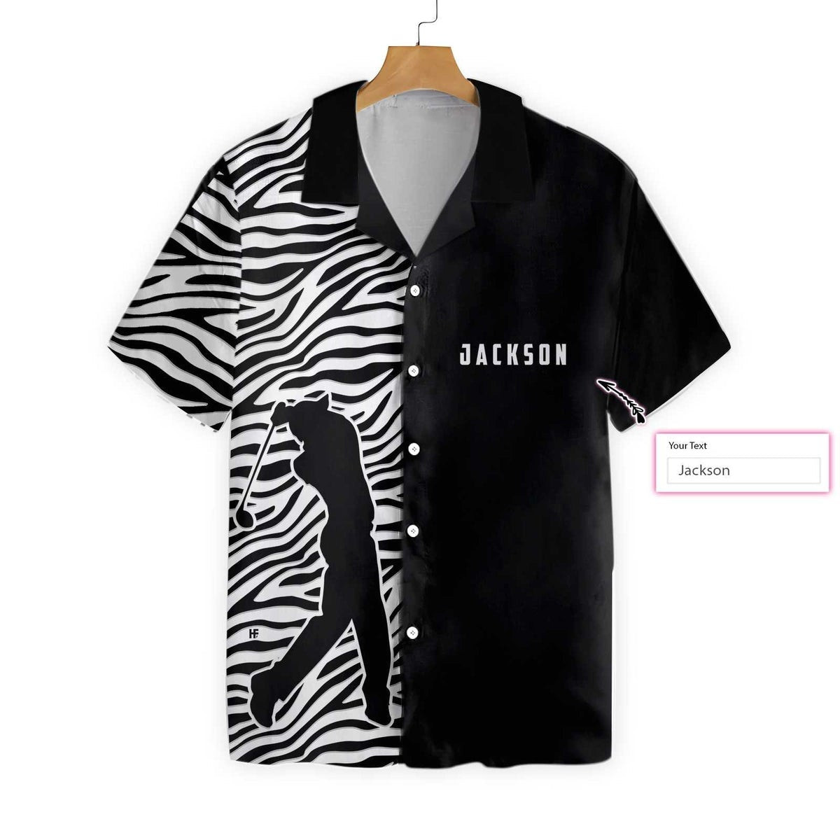 Olfer Zebra Pattern Golf Personalized Hawaiian Shirt