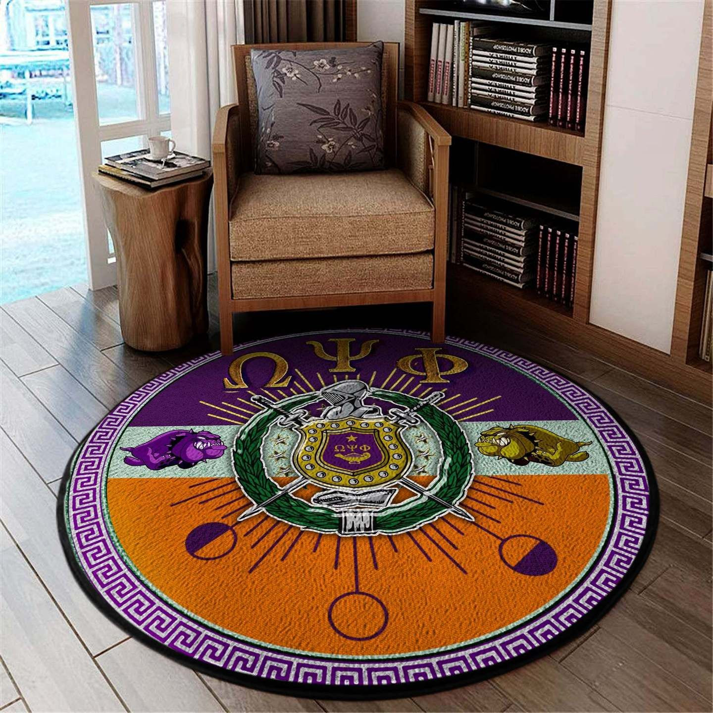 Omega Psi Phi Round Rug Carpet Bedroom Livingroom Home Decor