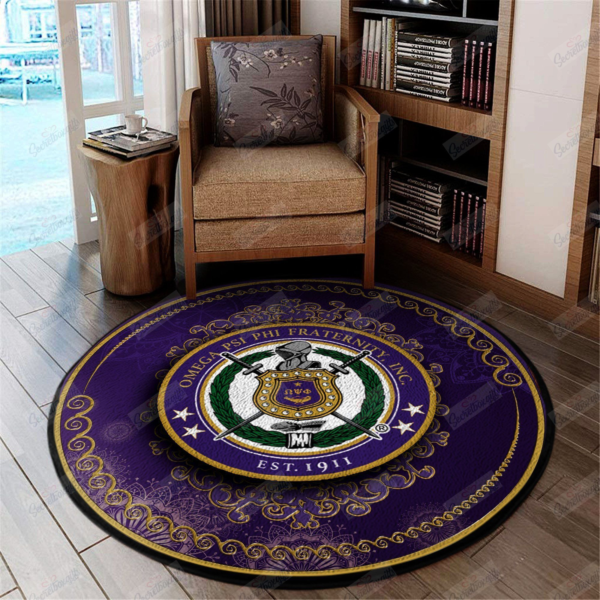 Omega Psi Phi Round Rug Carpet Bedroom Livingroom Home Decor