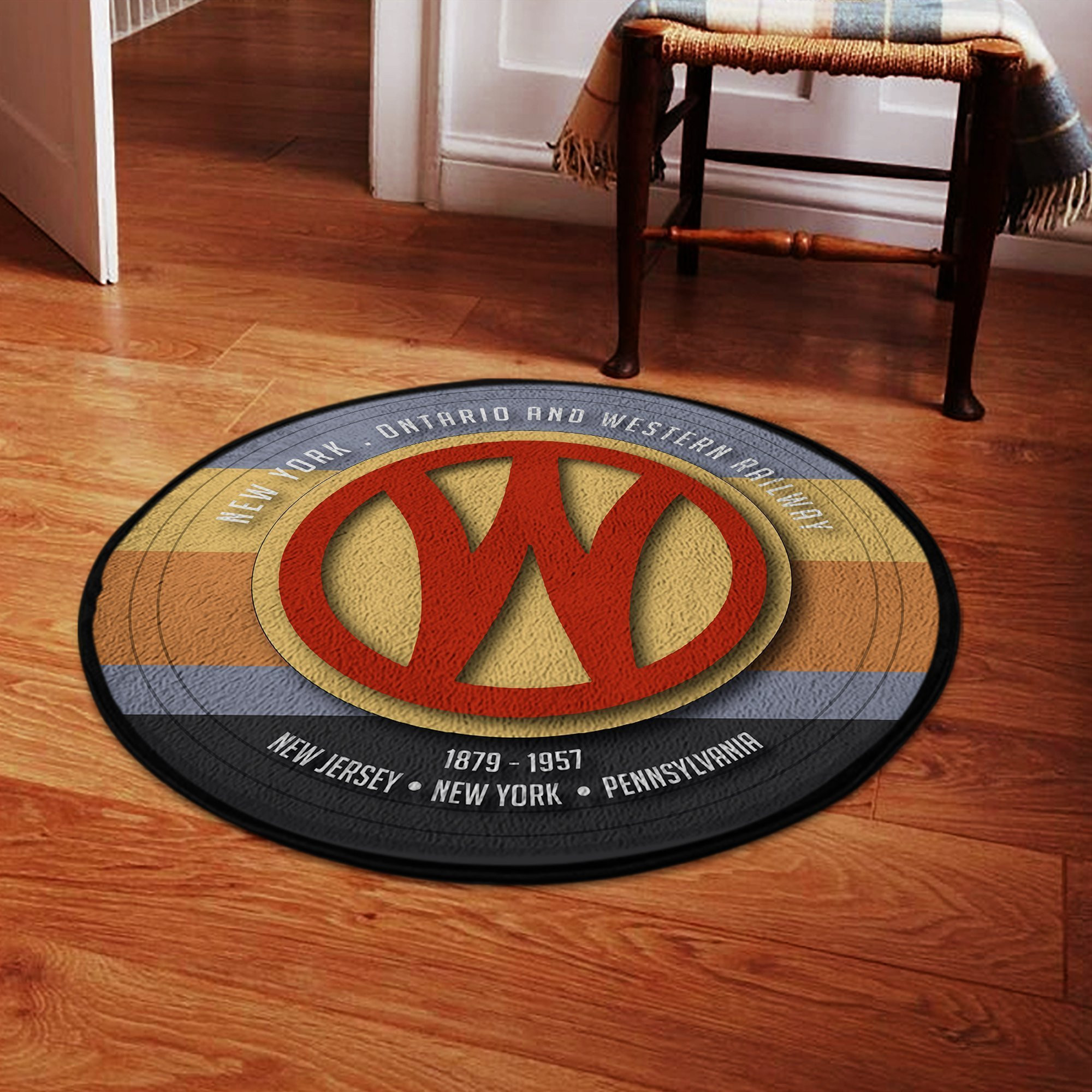 Ontario & Western Railroad Round Rug Carpet Bedroom Livingroom Home Decor
