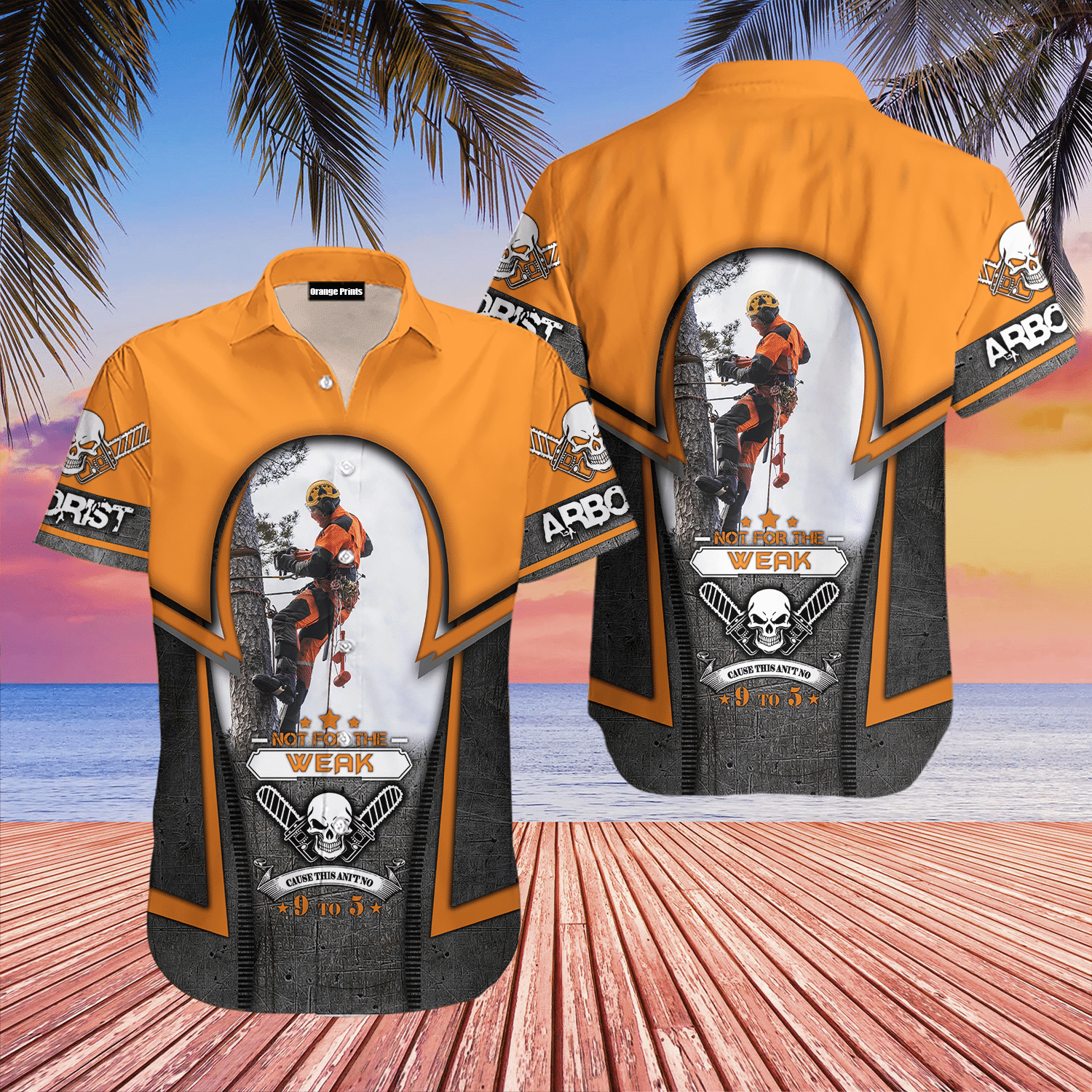 Orange Arborist Hawaiian Shirt