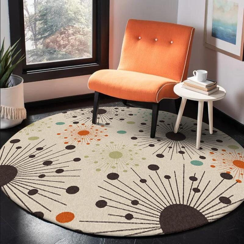 Orange Brown Polka Dot Round Rug Carpet Bedroom Livingroom Home Decor