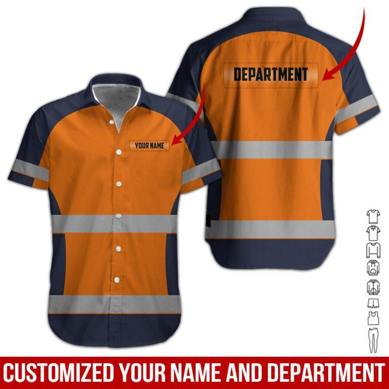 Orange Heavy Equipment Personalized Hawaiian Shirt
