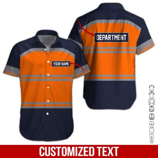 Orange Personalized & Department Hawaiian Shirt