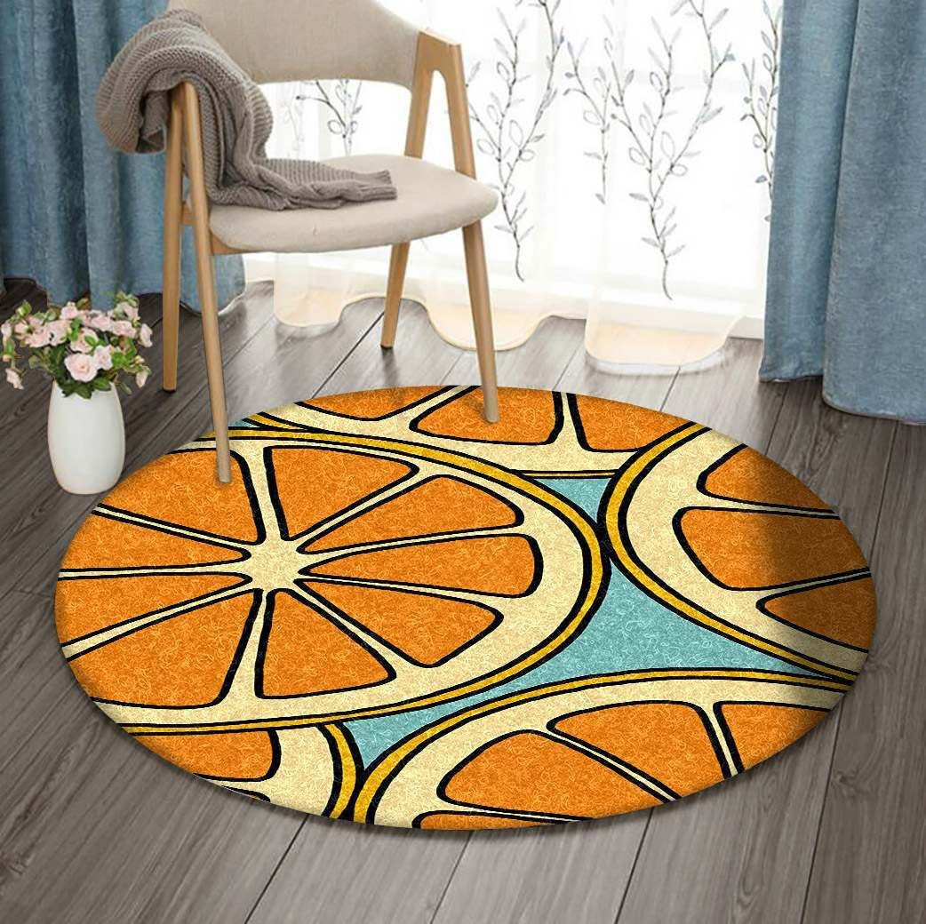 Orange Round Rug Carpet Bedroom Livingroom Home Decor