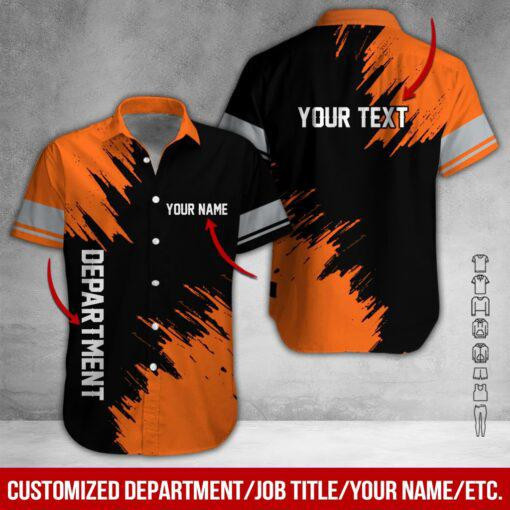 Orange Workwear Metal Personalized Hawaiian Shirt