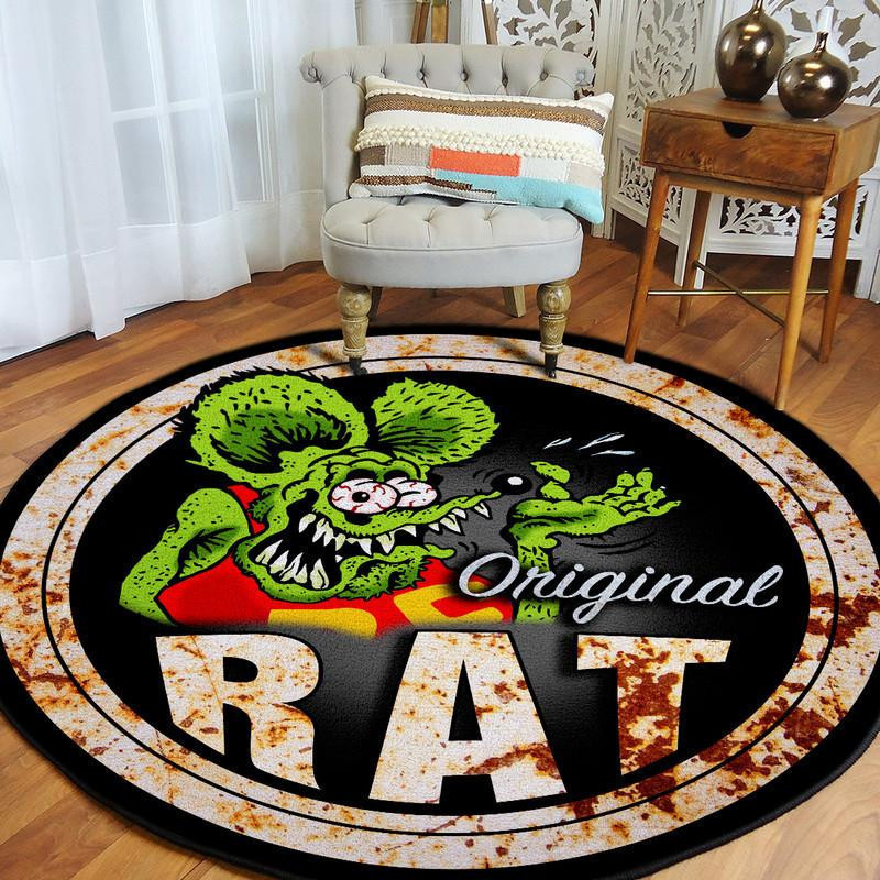 Original Rat Rat Fink Round Rug Carpet Bedroom Livingroom Home Decor