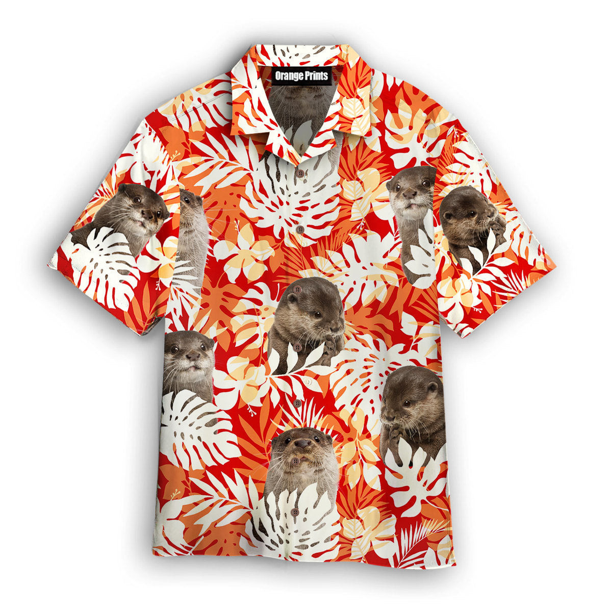 Otter Palm Leaves Hawaiian Shirt