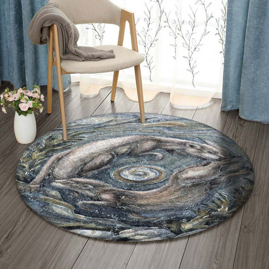 Otter Round Rug Carpet Bedroom Livingroom Home Decor