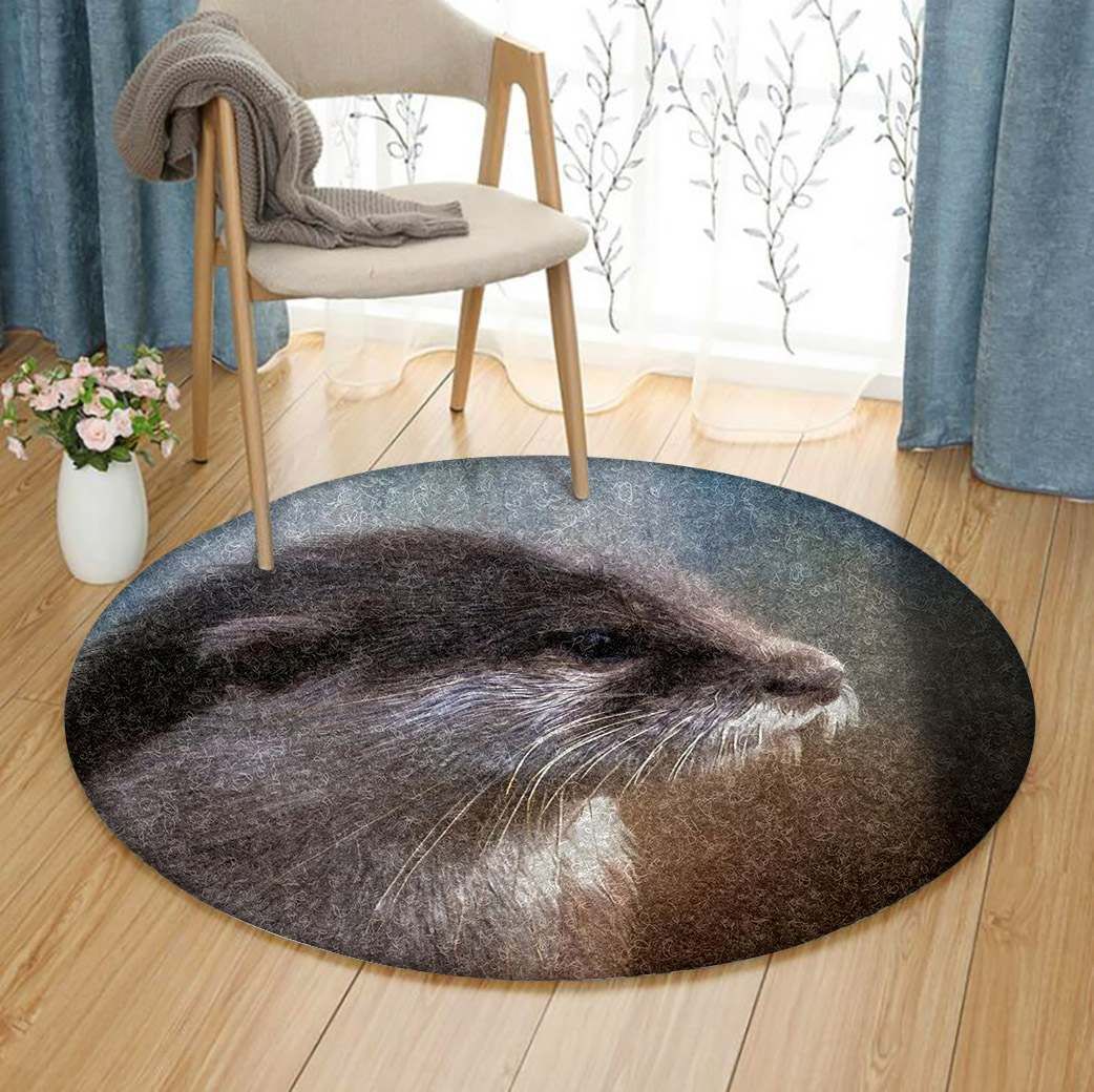 Otter Round Rug Carpet Bedroom Livingroom Home Decor