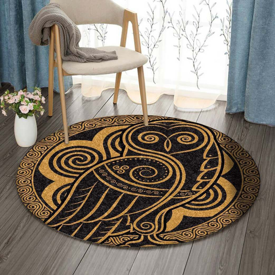 Owl Celtic Round Rug Carpet Bedroom Livingroom Home Decor