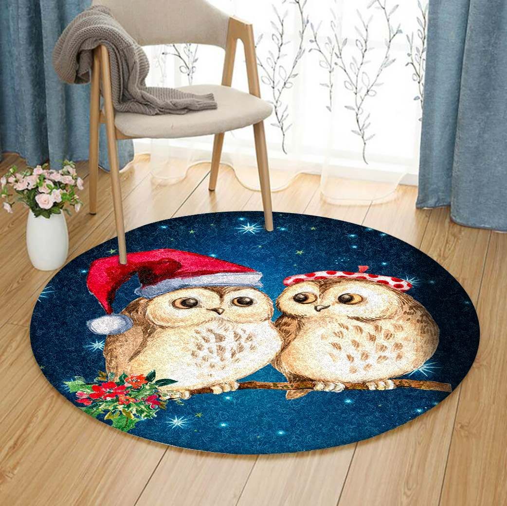 Owl Christmas Round Rug Carpet Bedroom Livingroom Home Decor