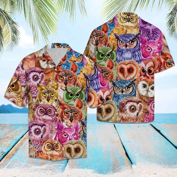 Owl Color Hawaiian Shirt