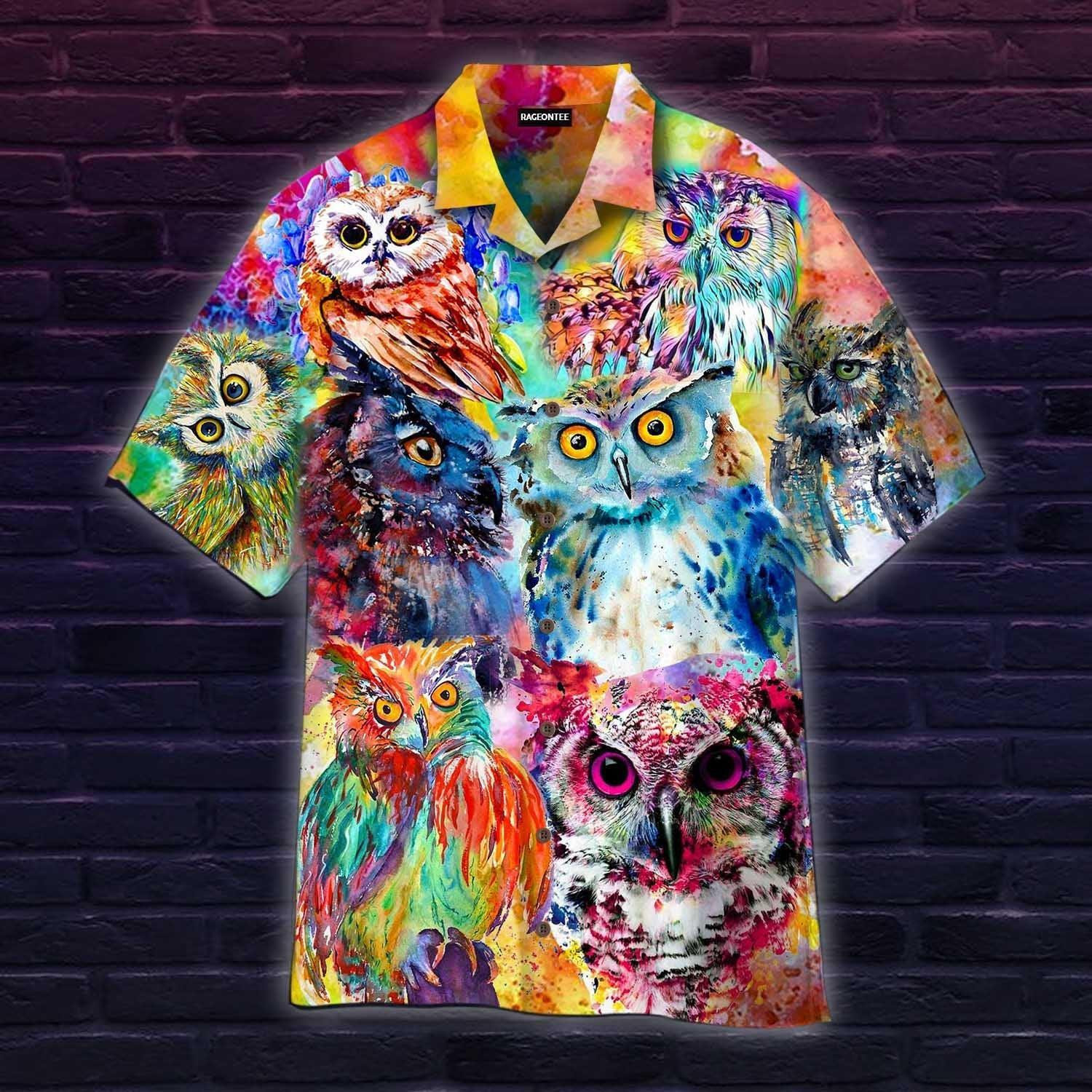Owl Colorful Hawaiian Shirt