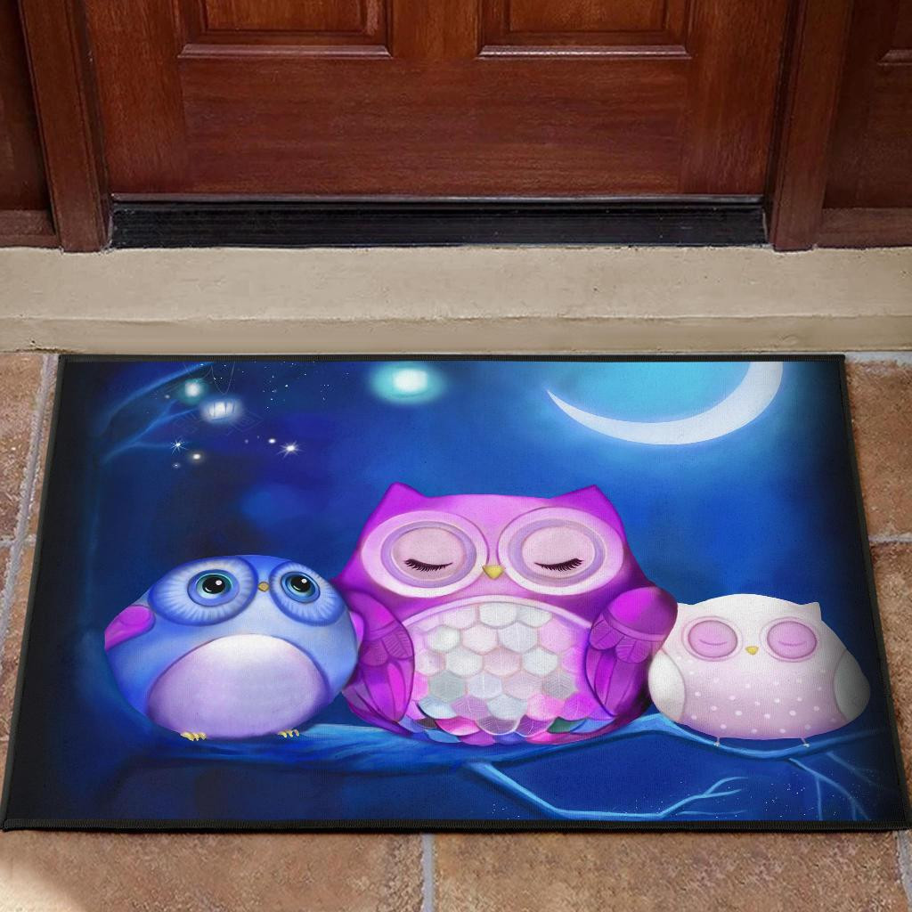 Owl Cute Night Rubber Doormats