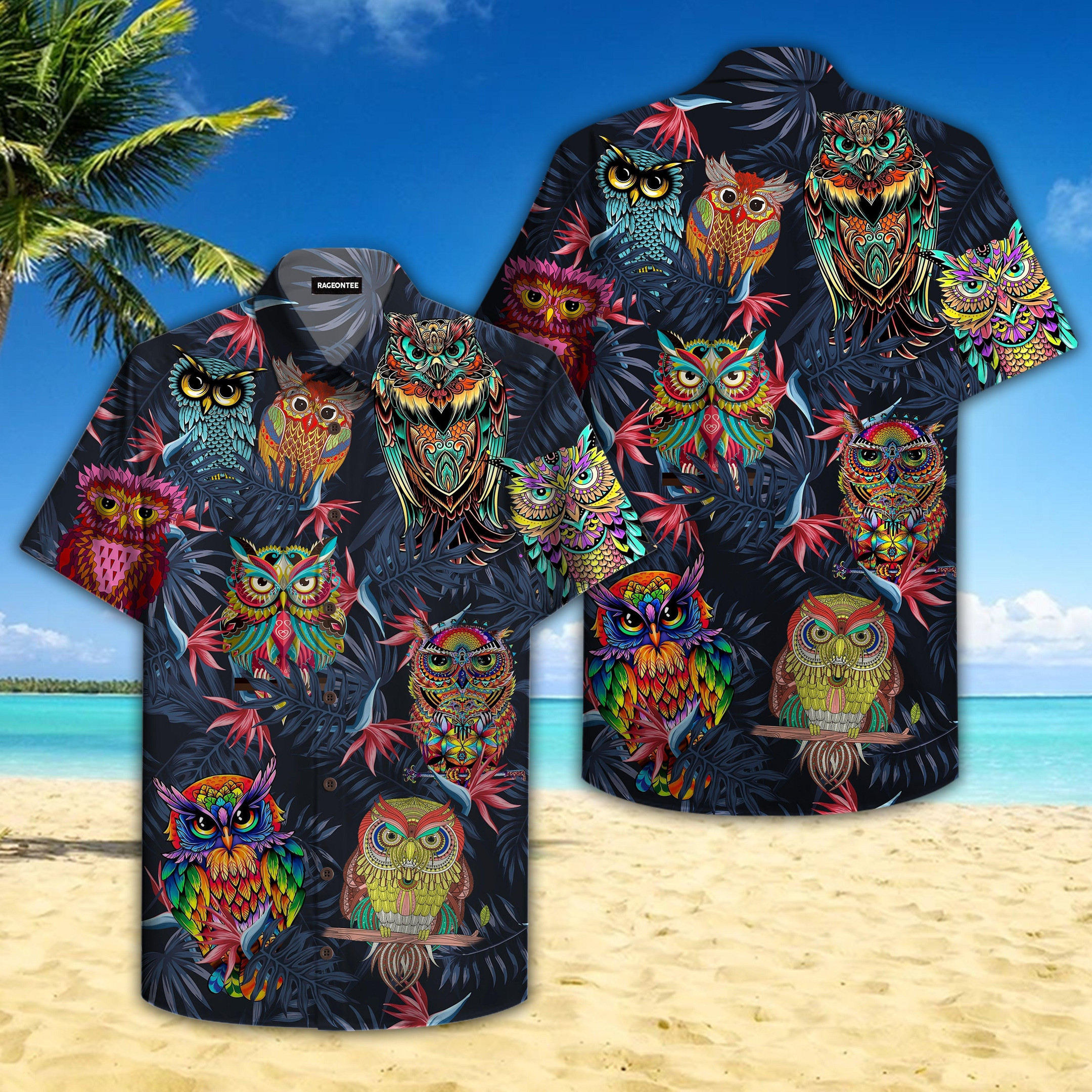 Owl Hippie Hawaiian Shirt