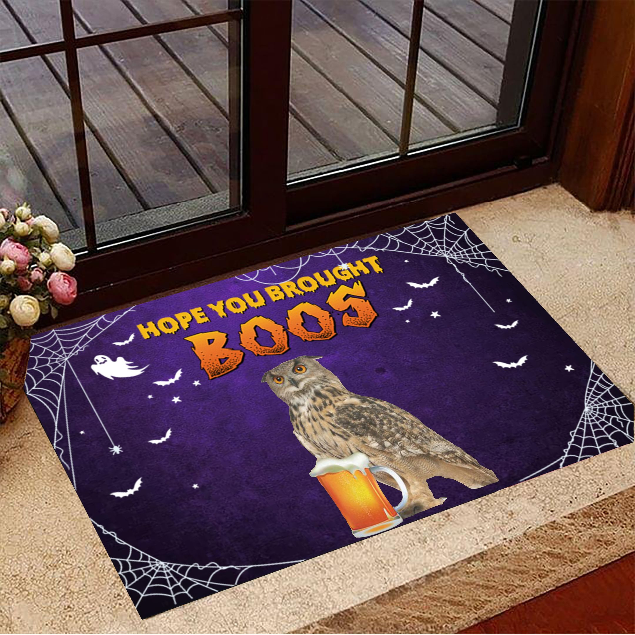 Owl Hope You Brought Boos Rubber Doormat Halloween Rubber Doormat Halloween Room Decor