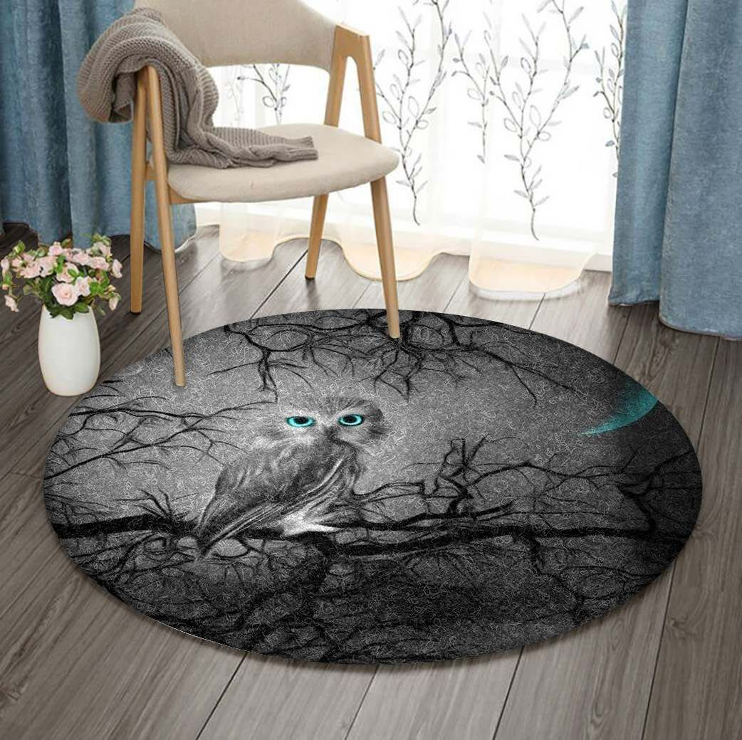Owl Night Round Rug Carpet Bedroom Livingroom Home Decor