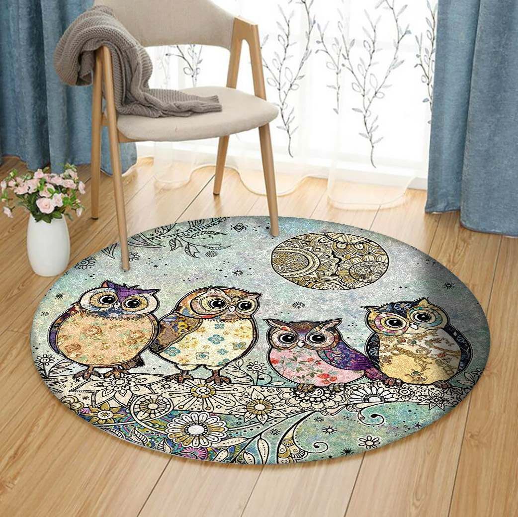 Owl Round Rug Carpet Bedroom Livingroom Home Decor
