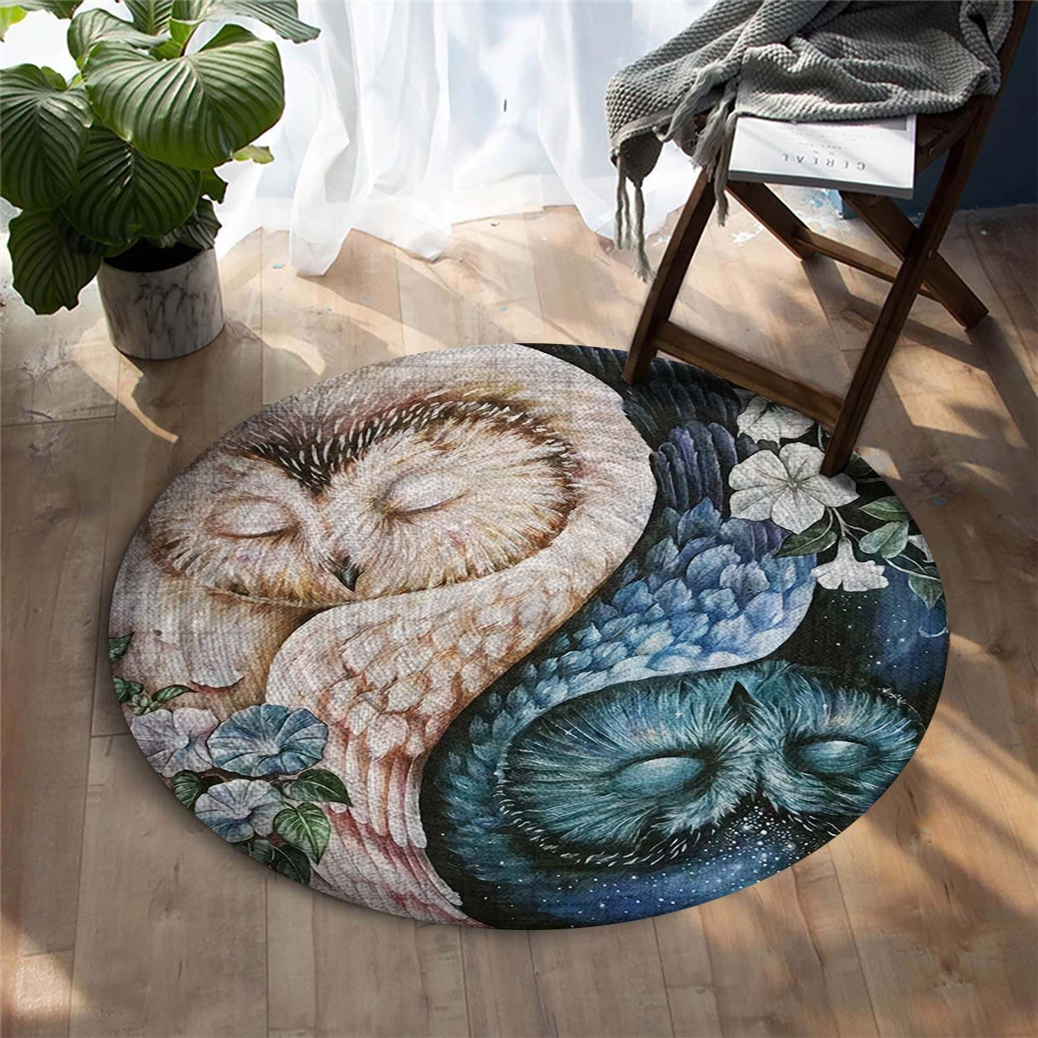 Owl Round Rug Carpet Bedroom Livingroom Home Decor
