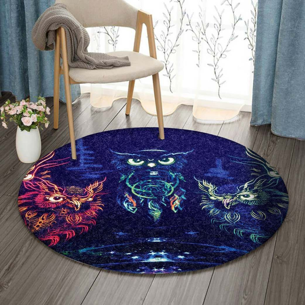 Owl Round Rug Carpet Bedroom Livingroom Home Decor