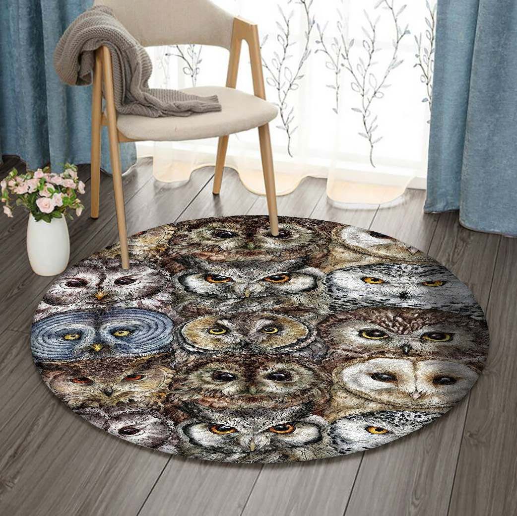 Owl Round Rug Carpet Bedroom Livingroom Home Decor