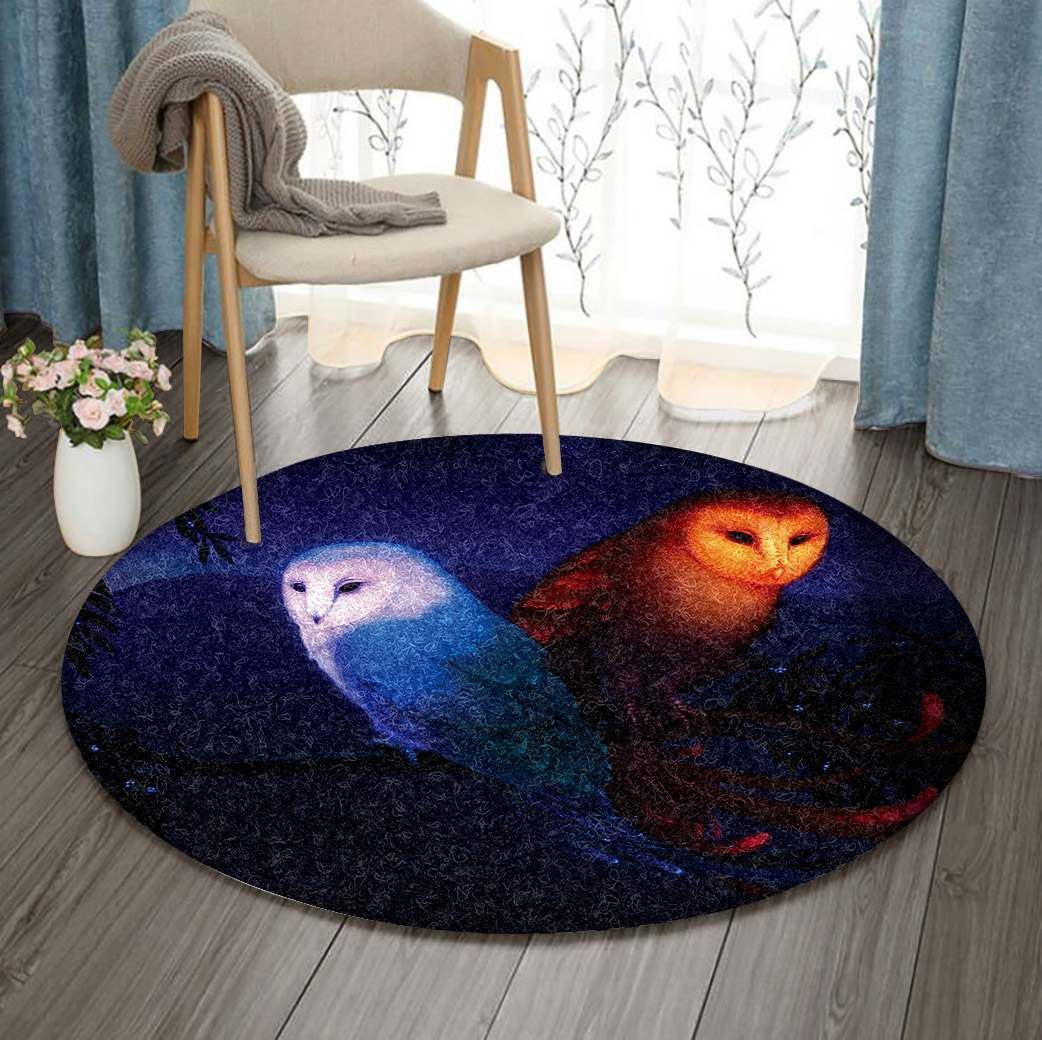 Owl Round Rug Carpet Bedroom Livingroom Home Decor