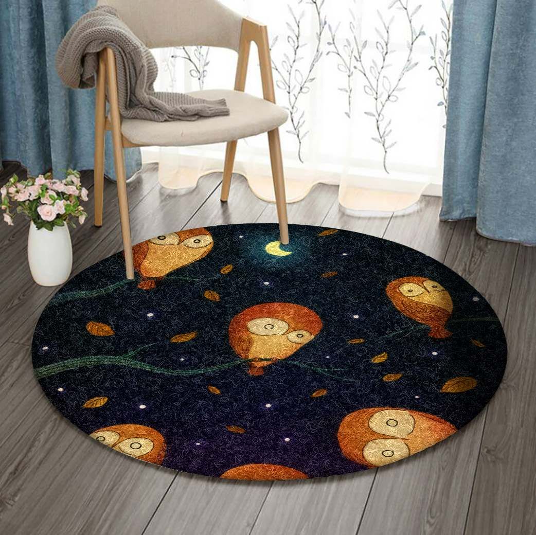 Owl Round Rug Carpet Bedroom Livingroom Home Decor