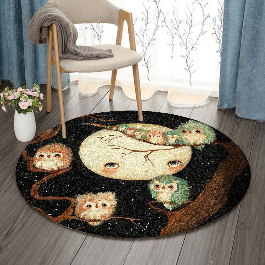 Owl Round Rug Carpet Bedroom Livingroom Home Decor