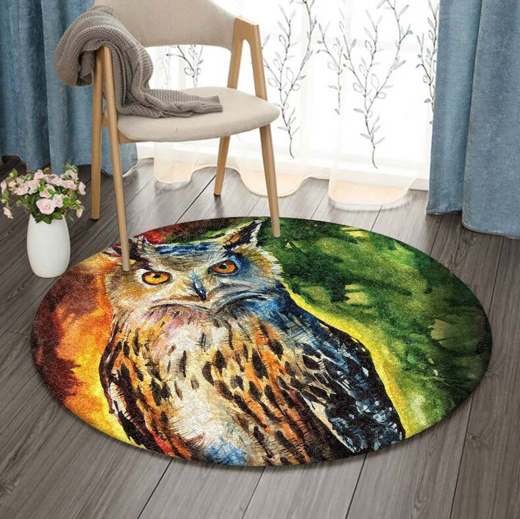 Owl Round Rug Carpet Bedroom Livingroom Home Decor