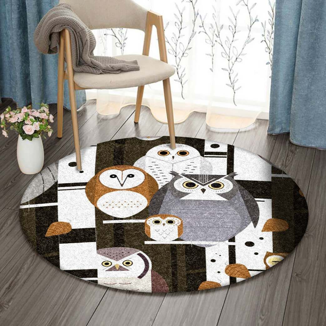 Owl Round Rug Carpet Bedroom Livingroom Home Decor