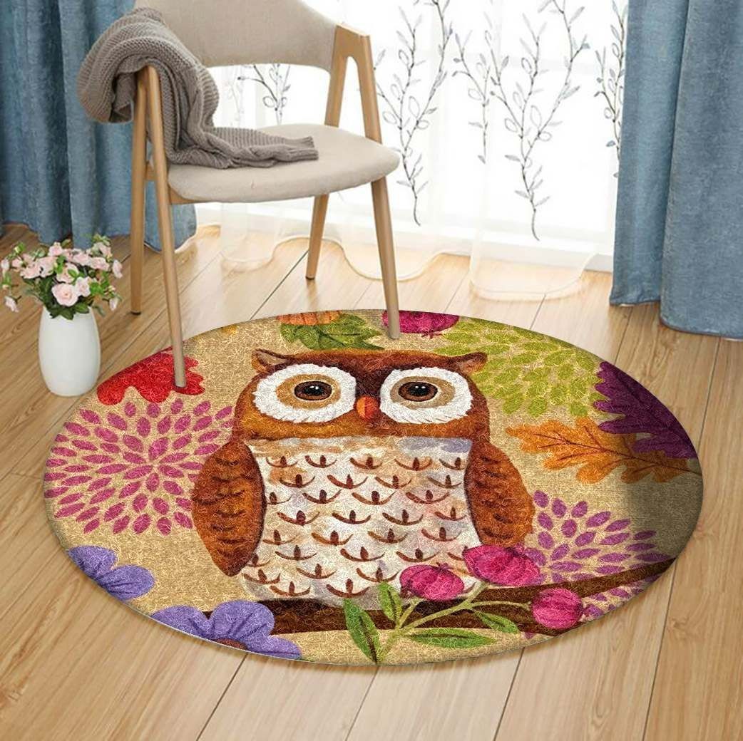 Owl Round Rug Carpet Bedroom Livingroom Home Decor