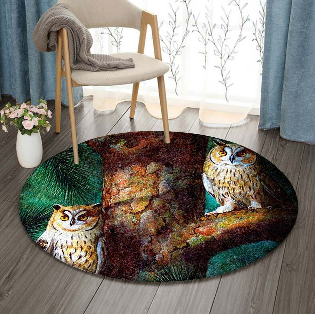 Owl Round Rug Carpet Bedroom Livingroom Home Decor