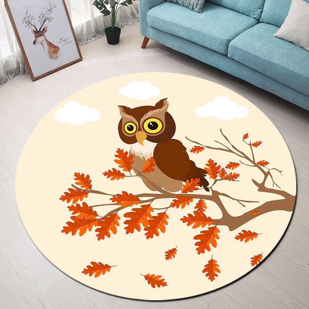 Owl Round Rug Carpet Bedroom Livingroom Home Decor