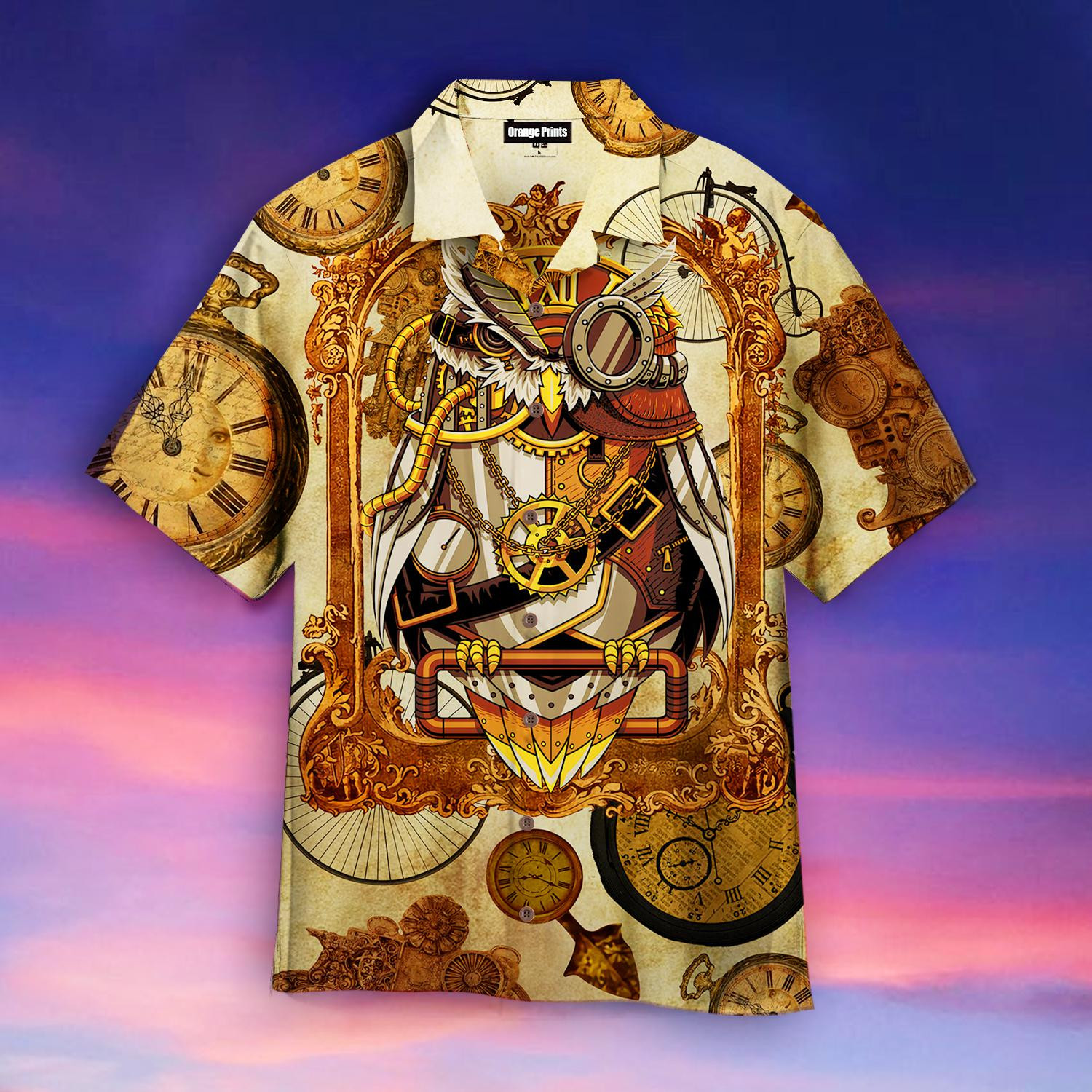 Owl Steampunk Clock Hawaiian Shirt