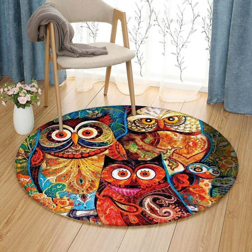 Owls Round Rug Carpet Bedroom Livingroom Home Decor