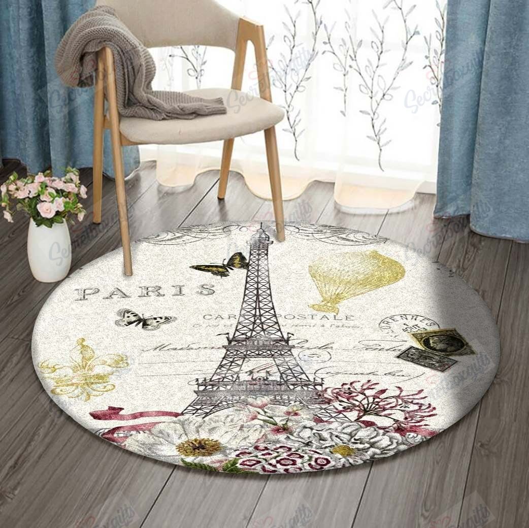 Paris Round Rug Carpet Bedroom Livingroom Home Decor