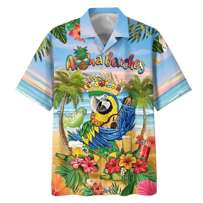 Parrot Aloha Beaches Hawaiian Shirt